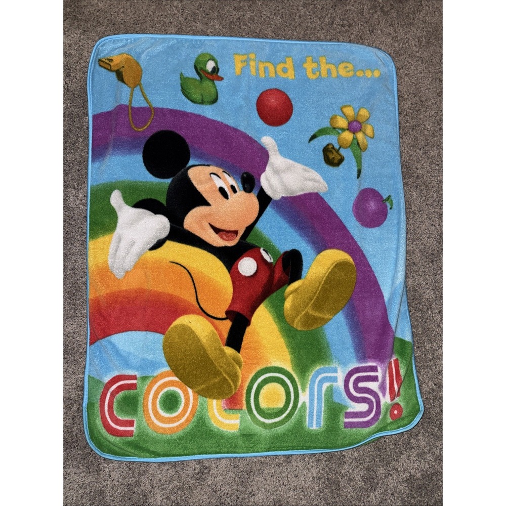 Mickey‎ Mouse Fleece Blanket Soft Plush 50" X 39" Find The Colors!